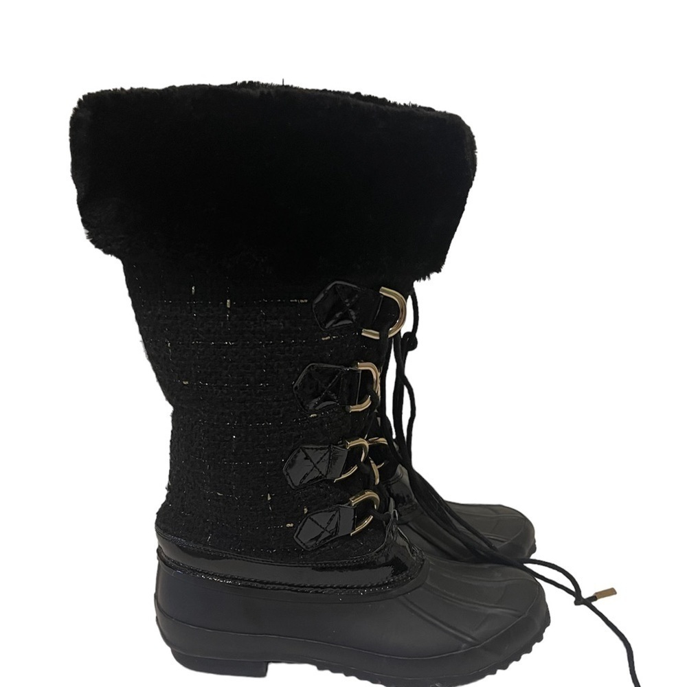 INC International Concepts Lorinah Black Tweed Fur Lined Winter Boots - Picture 3 of 6